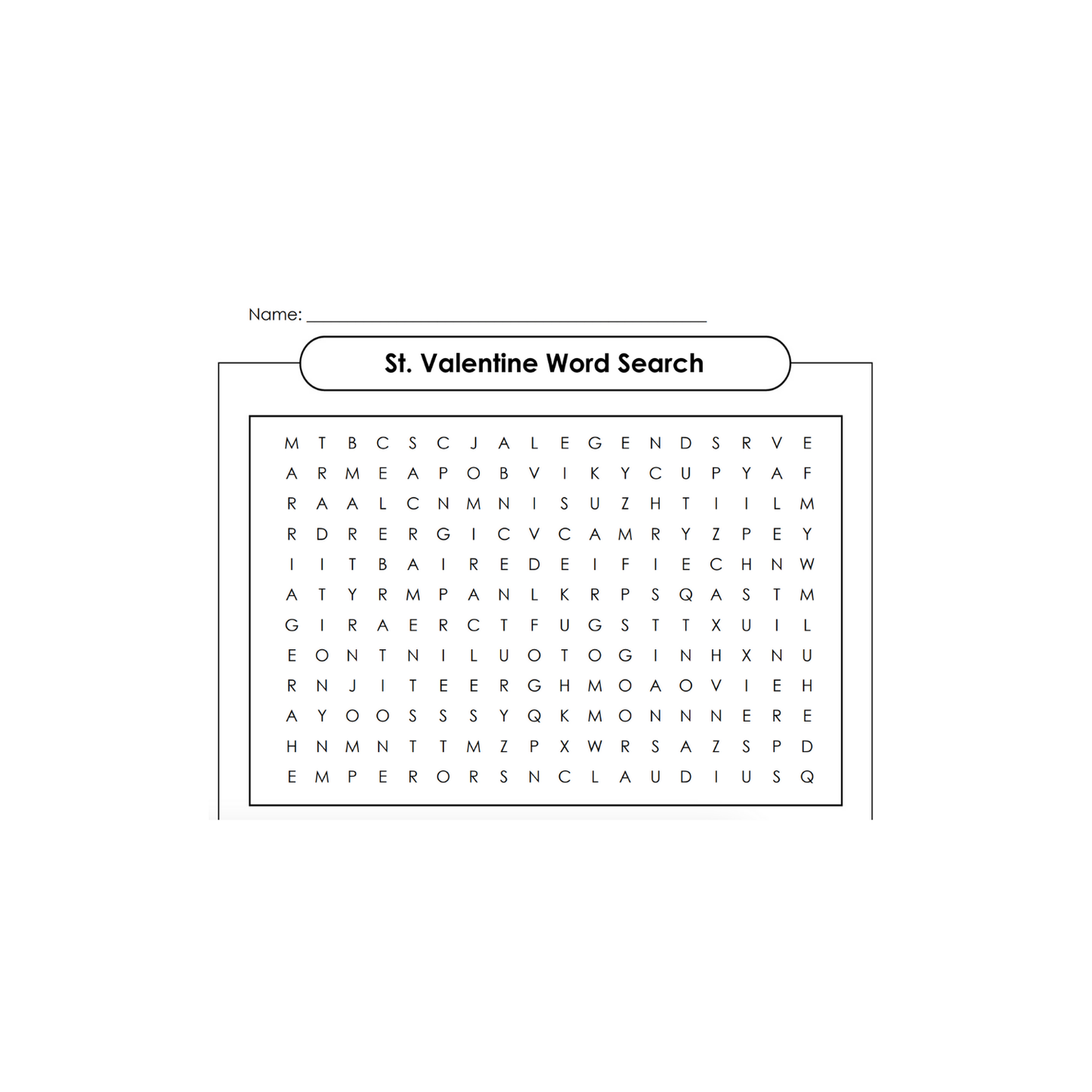Saint Valentine Activity Sheets